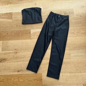 Dynamite - Faux Leather Pants and Tube Top in Black